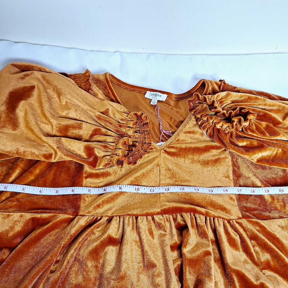 NWT Umgee brand " The Bohemian in Orange Velour" tunic shirt size Large. - Picture 3 of 9
